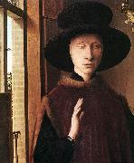 EYCK, Jan van Portrait of Giovanni Arnolfini and his Wife (detail) dre USA oil painting artist